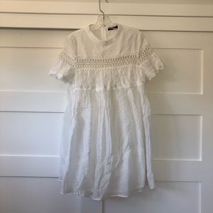 VICI White Crochet Baby Doll Dress